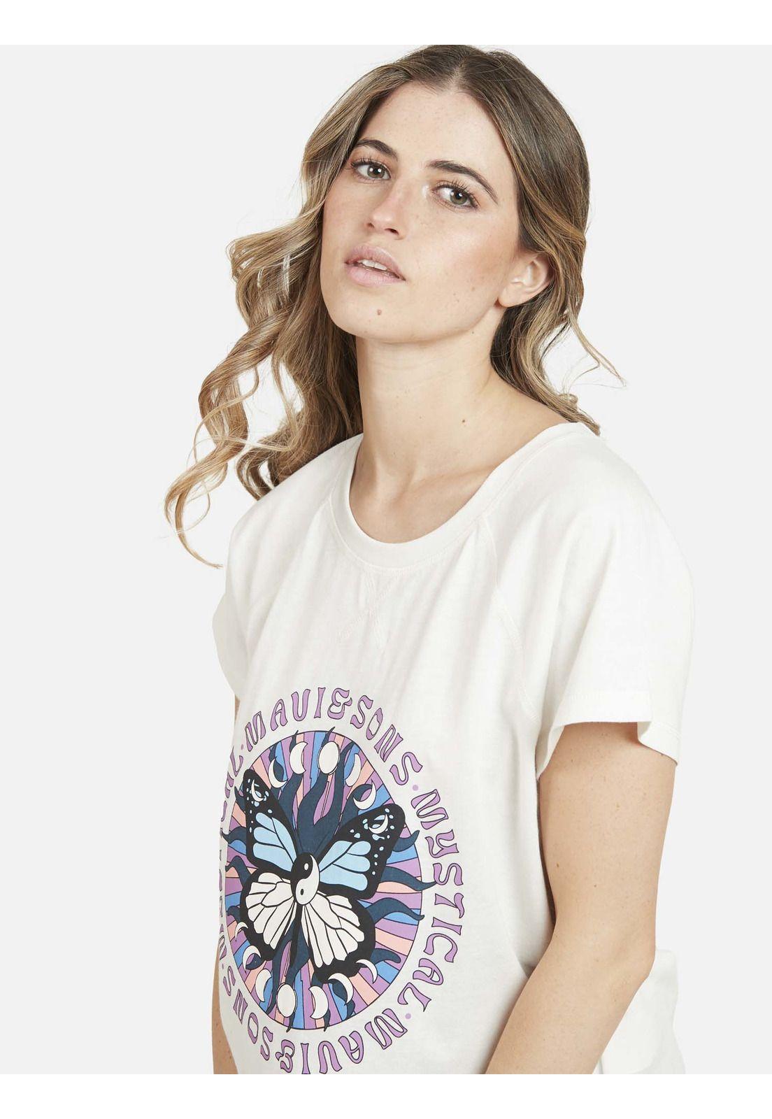 Polera COSMIC BUTTERFLAY Manga Corta Mujer Blanco Maui & Sons-2