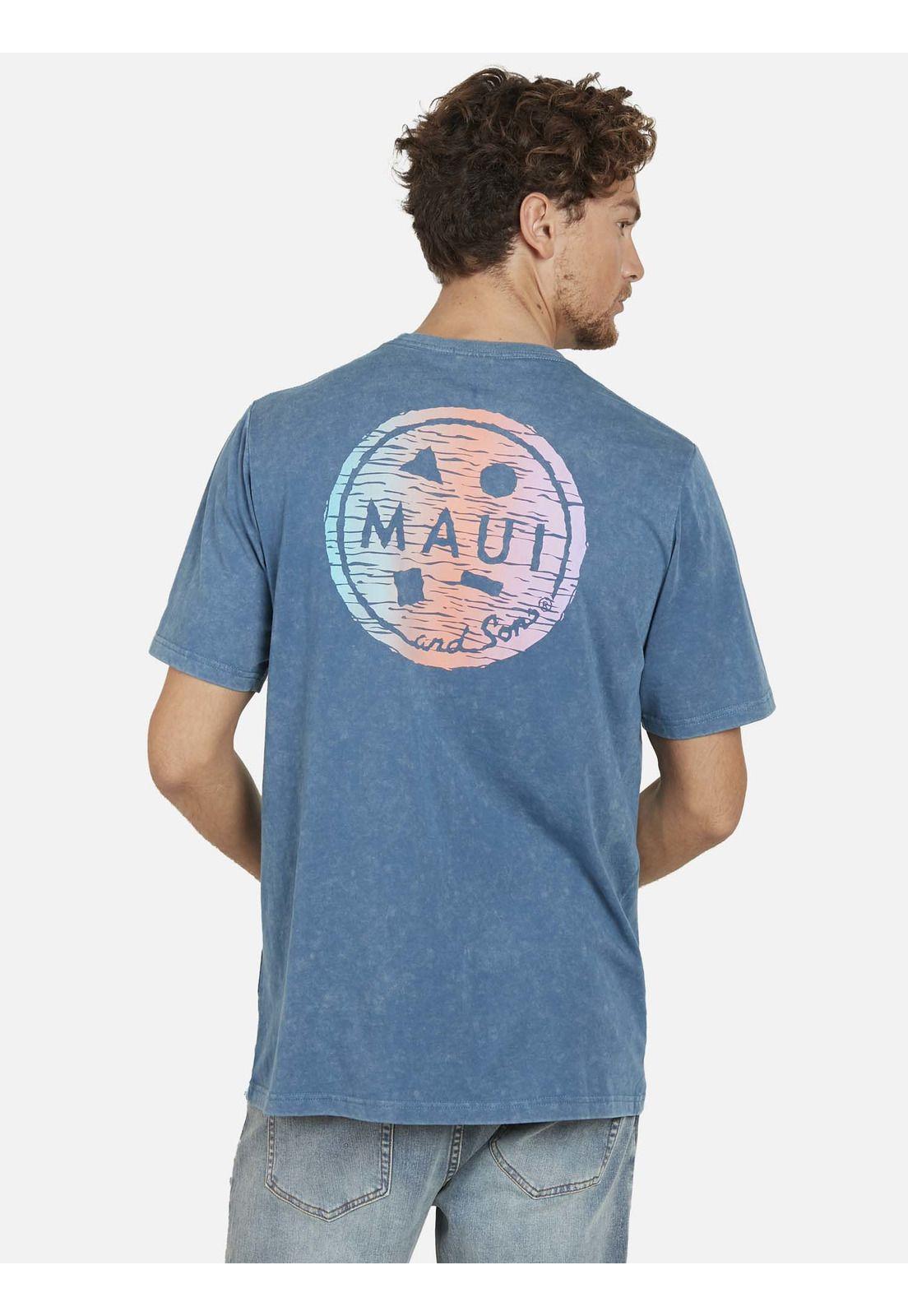 Polera DESTROYER COOKIE DYE Hombre Azul Maui and Sons-0