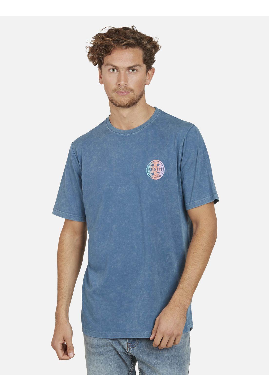 Polera DESTROYER COOKIE DYE Hombre Azul Maui and Sons-1