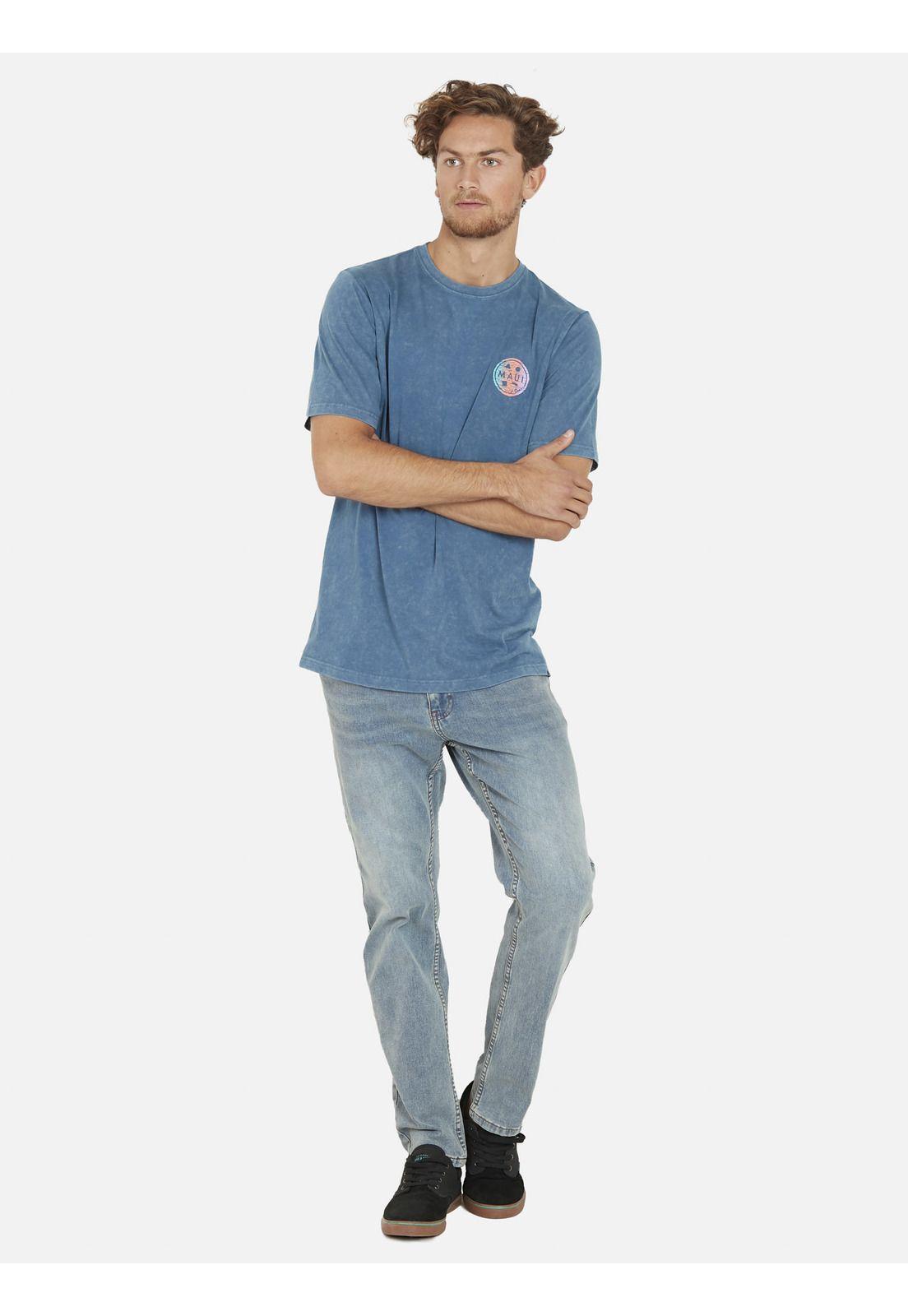 Polera DESTROYER COOKIE DYE Hombre Azul Maui and Sons-3