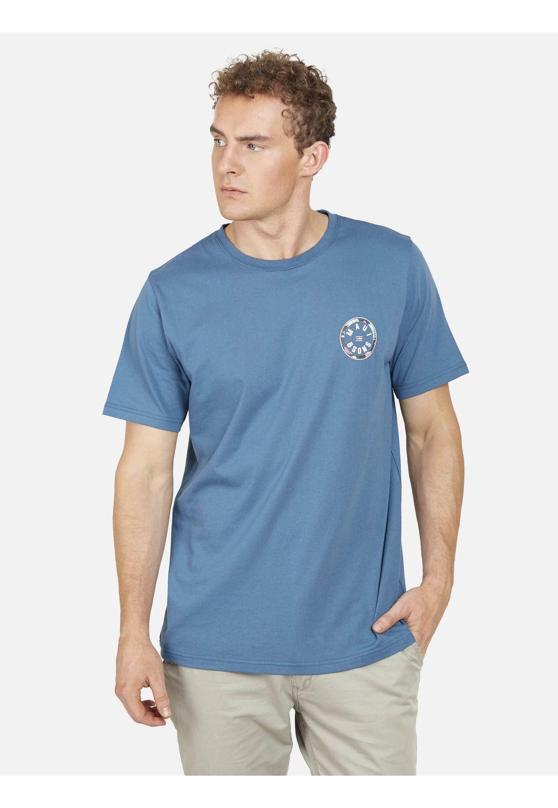 Polera HAWAIIAN SHIELD Hombre Azul Maui and Sons-0