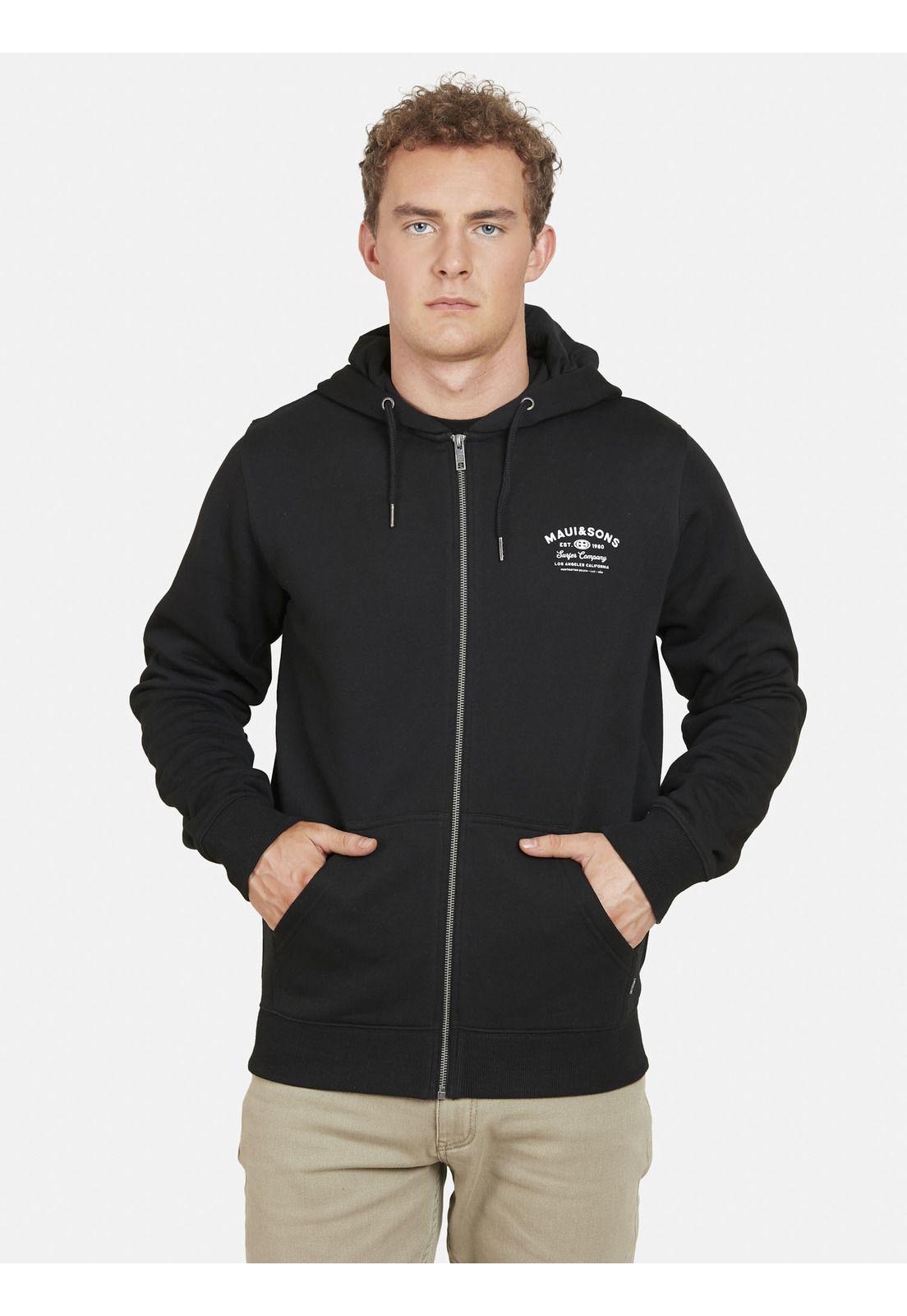 Poleron Fullzipper SURF COMPANY Hombre Negro Maui and Sons-0