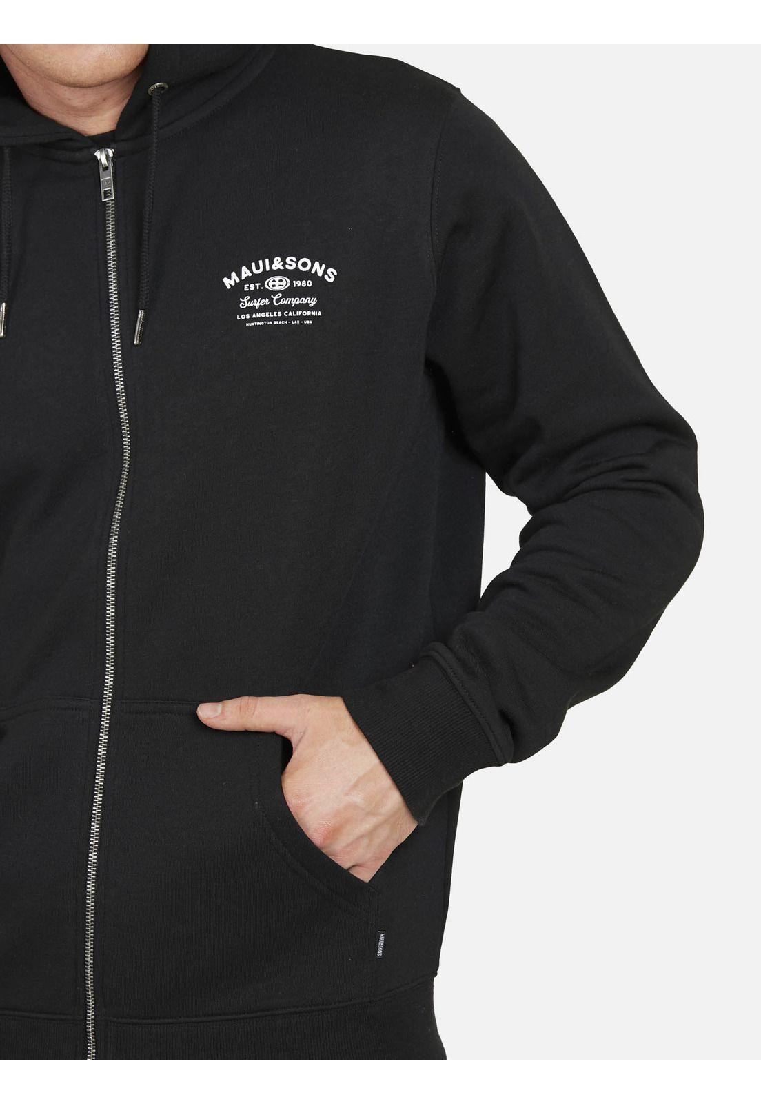 Poleron Fullzipper SURF COMPANY Hombre Negro Maui and Sons-2
