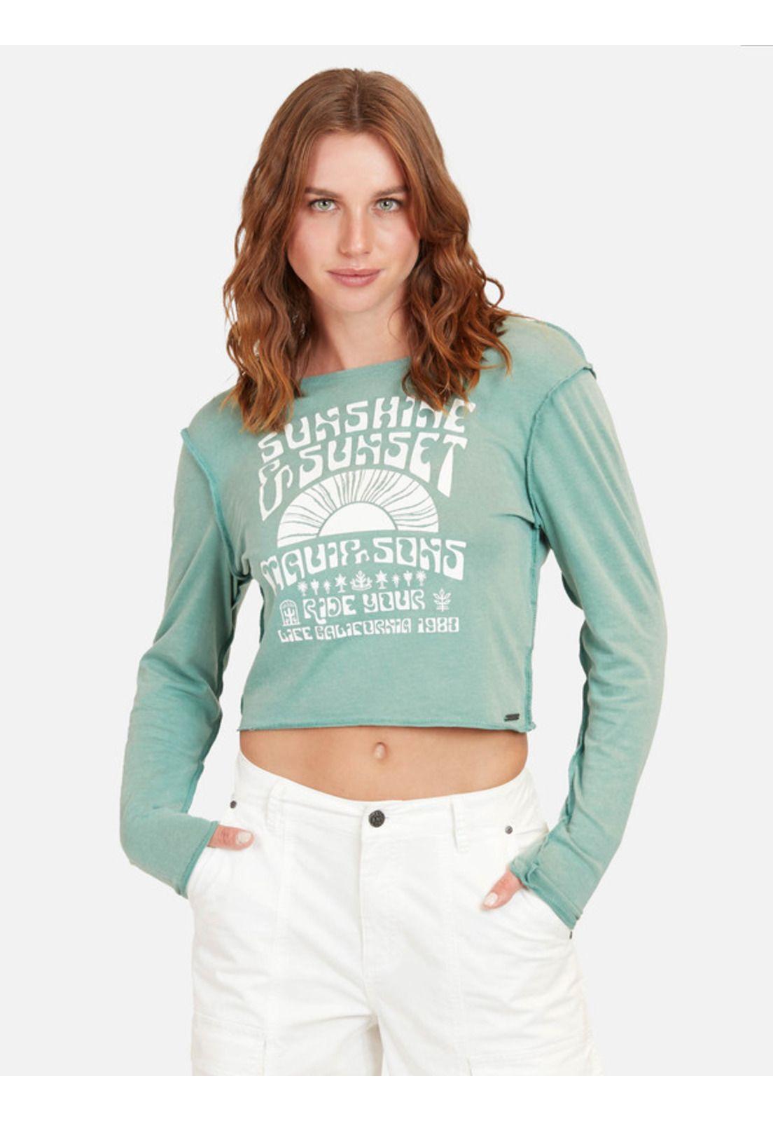 Polera Sunshine Sunset Mujer Verde Maui And Sons-0