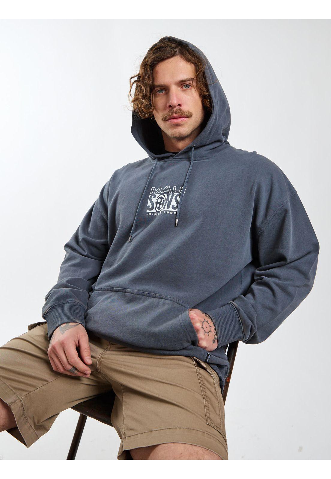 Poleron Canguro Wave Gris Hombre Maui and Sons-6