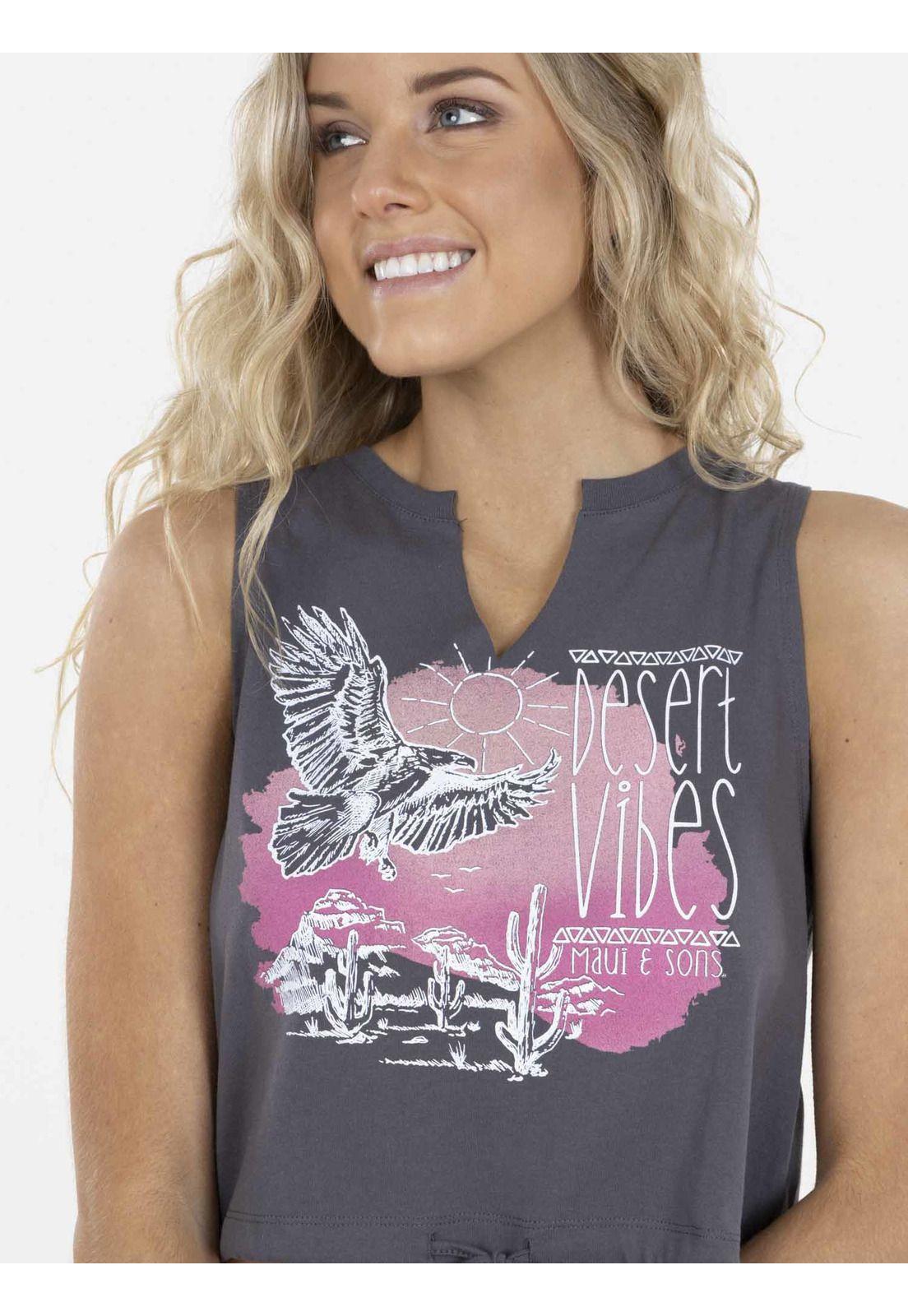 Polera DESERT VIBES Mujer Gris Oscuro Maui and Sons-2