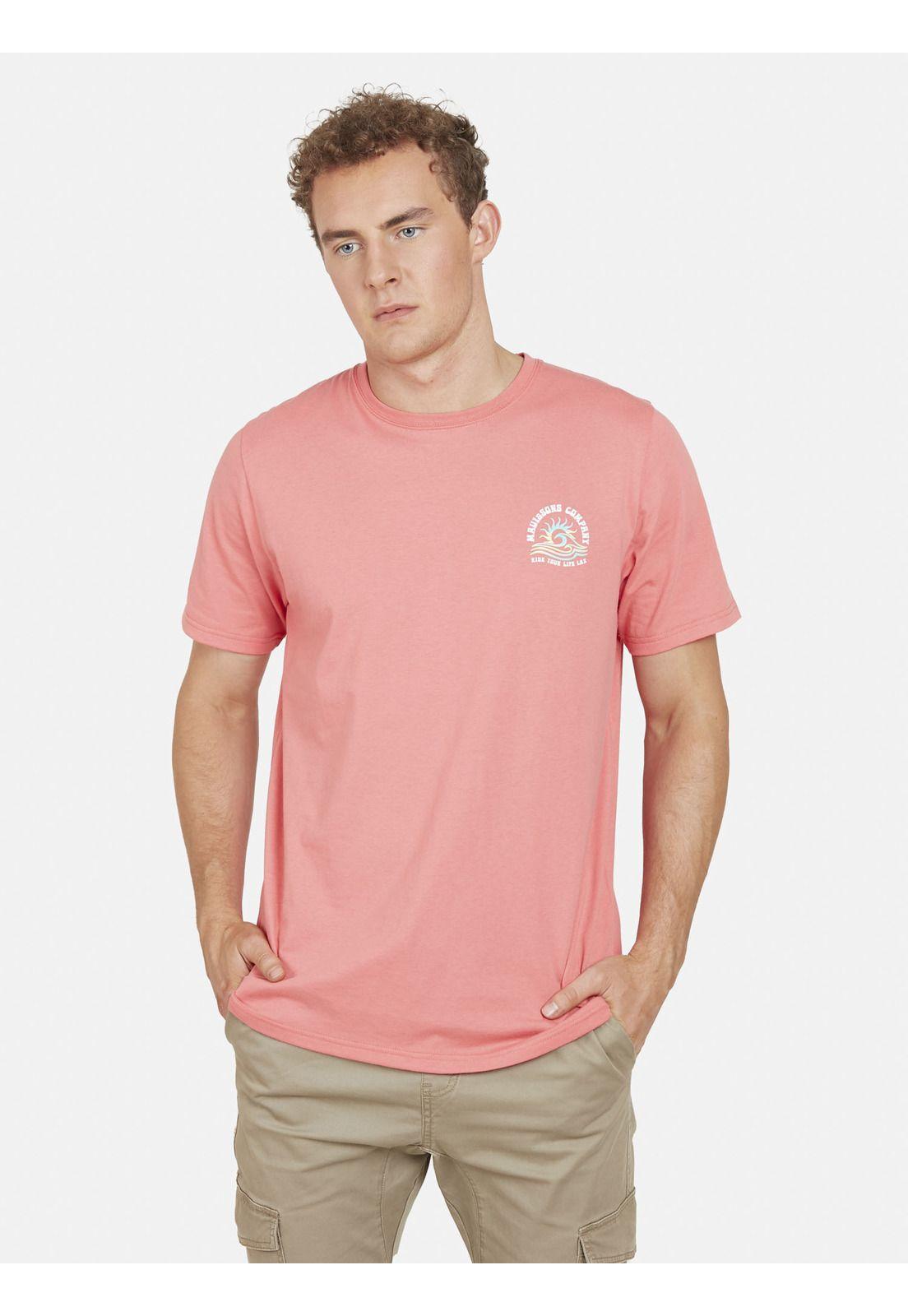 Polera WAVE AND SUN Hombre Rosado Maui and Sons-0