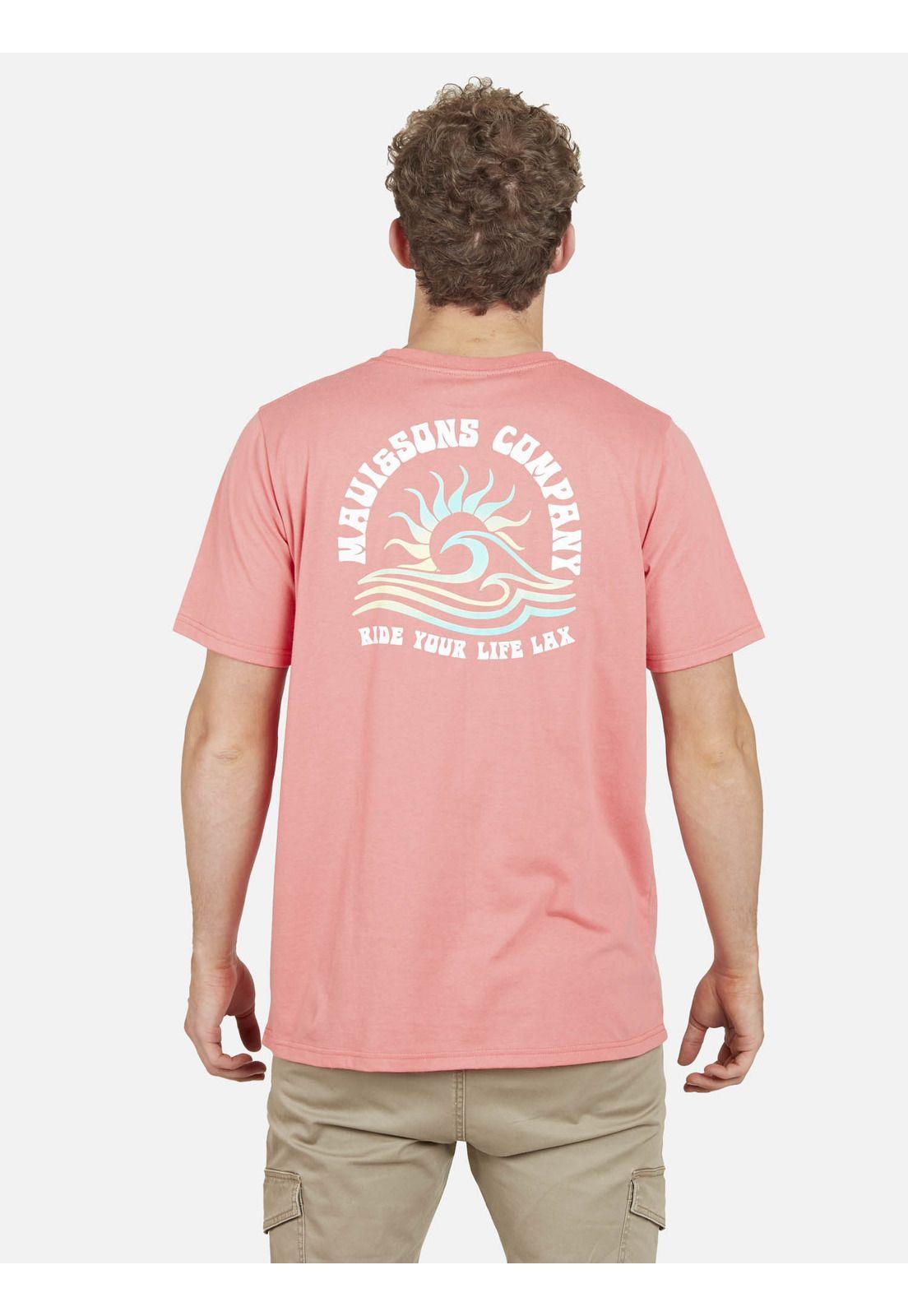Polera WAVE AND SUN Hombre Rosado Maui and Sons-1