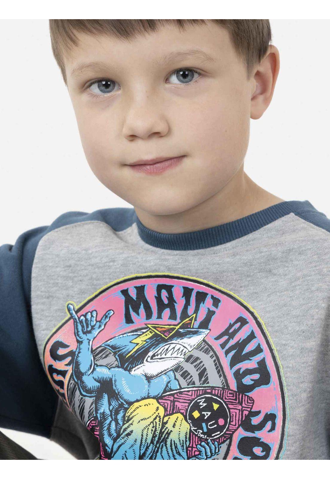 Poleron SHARK COOKIE Niño Gris Maui and Sons-2