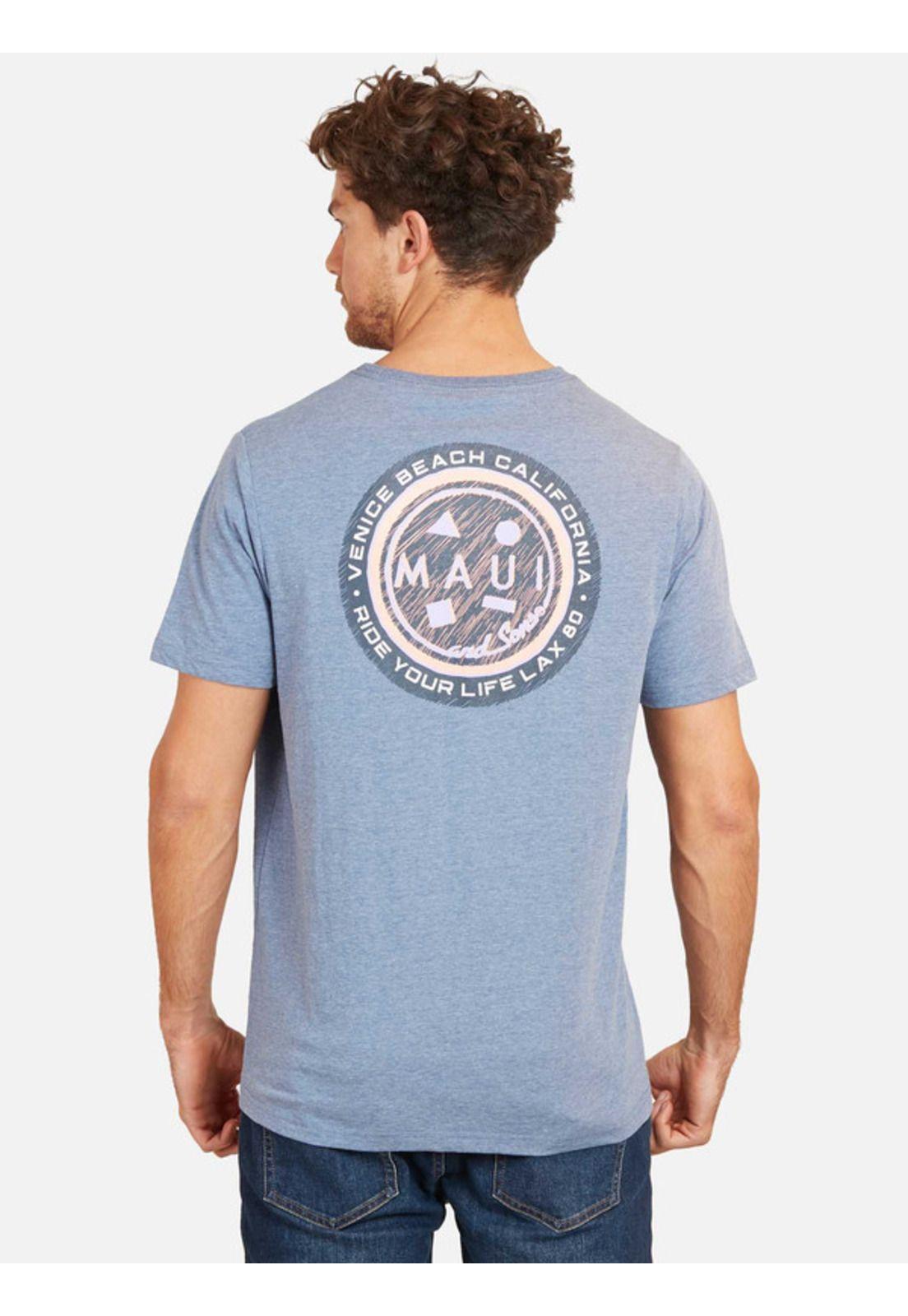 Polera V Beach Ss Tee Hombre Azul Maui And Sons-1