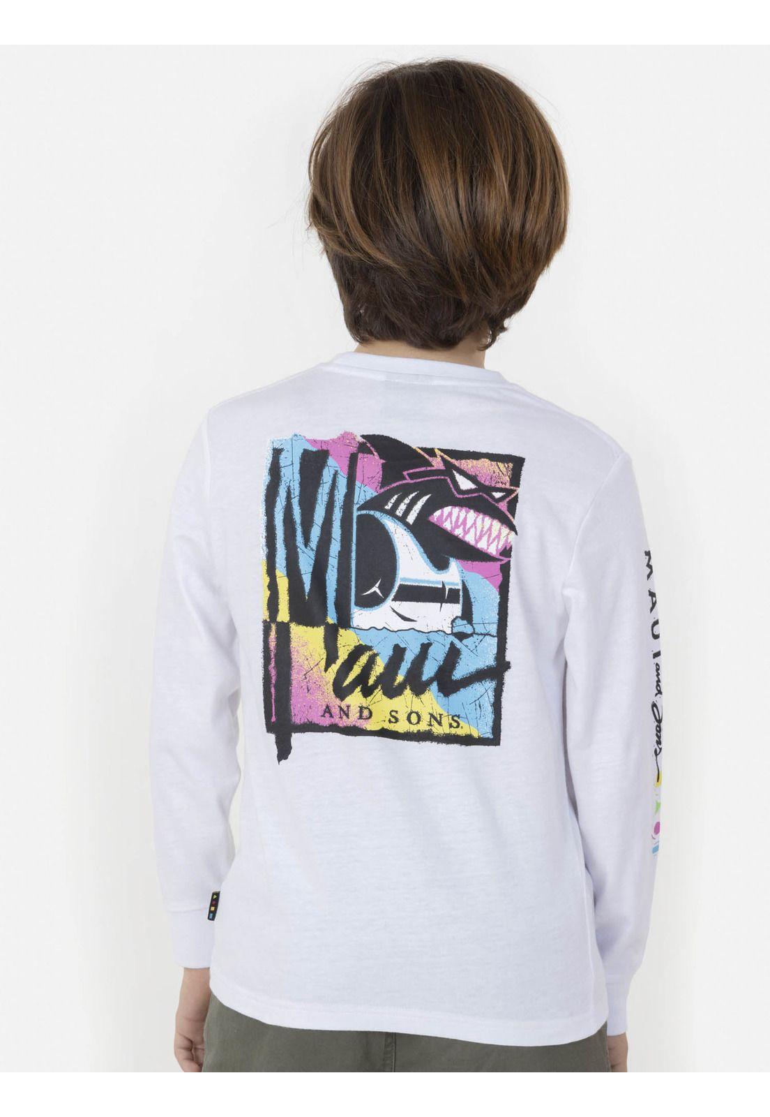 Polera OLD SHARKMAN Niño Blanco Maui and Sons-1