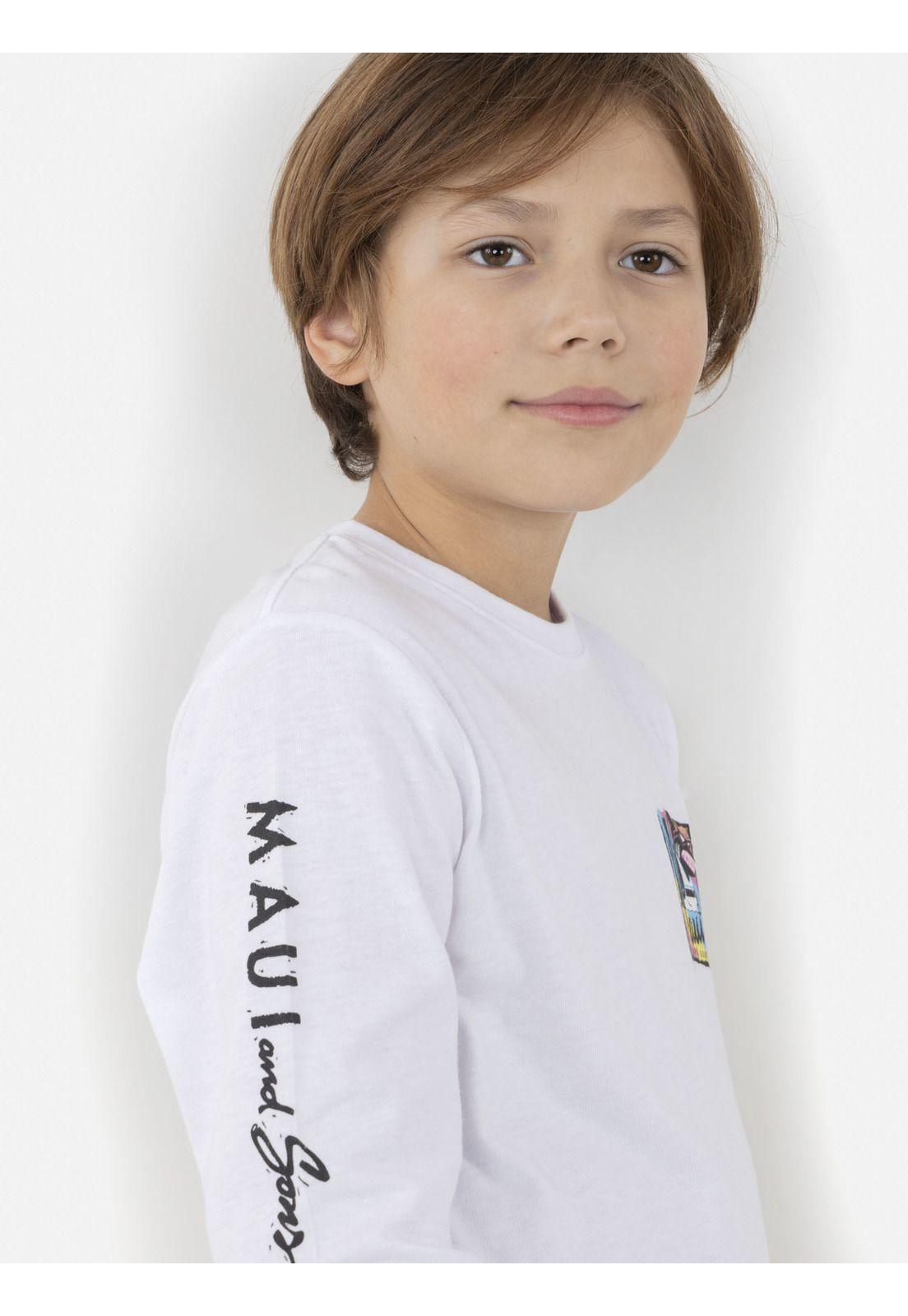 Polera OLD SHARKMAN Niño Blanco Maui and Sons-2