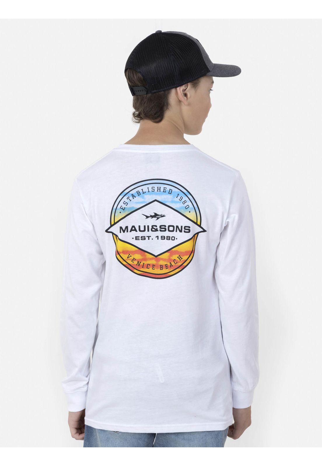 Polera SHIELD SUNSET Juvenil Blanco Maui and Sons-1