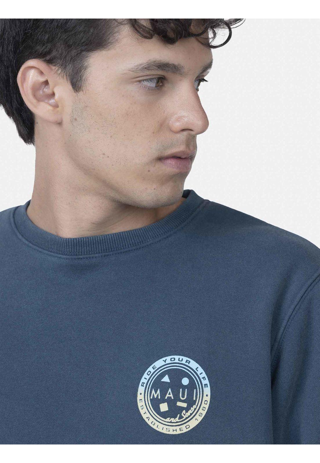 Cuello Redondo Hombre RYL CREW Azul Marino Maui and Sons-2