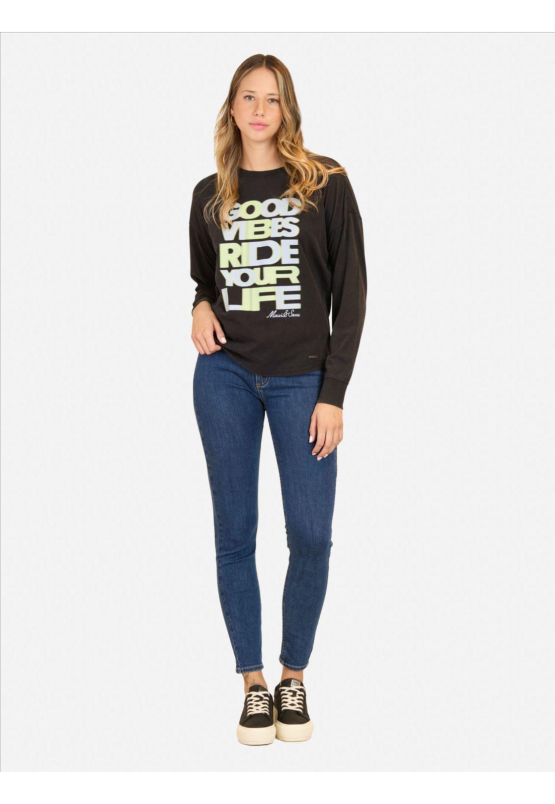 Polera ML Saltwater Negro Mujer Maui And Sons-3