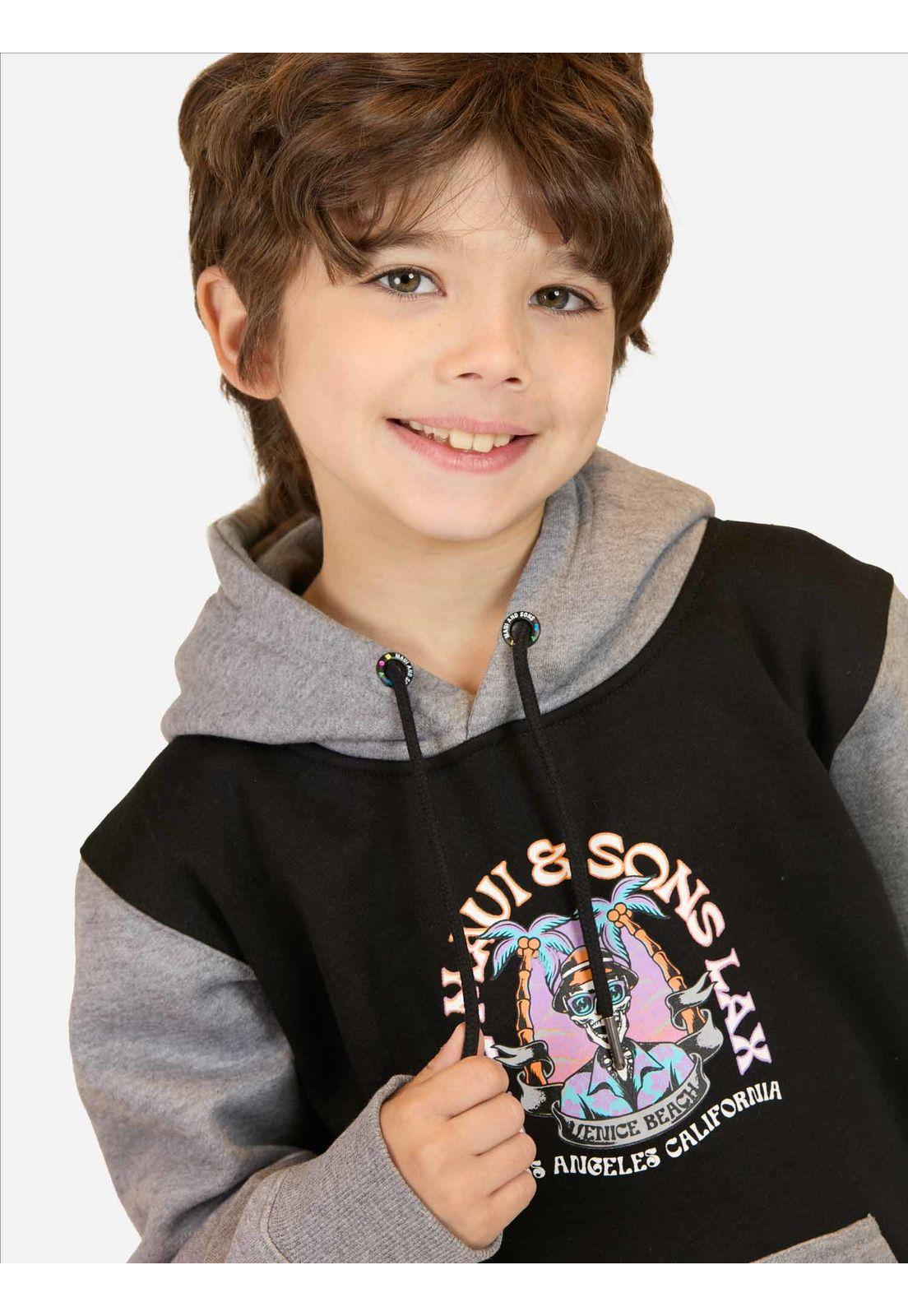 Poleron Canguro Pulse Negro Infantil Maui And Sons-1