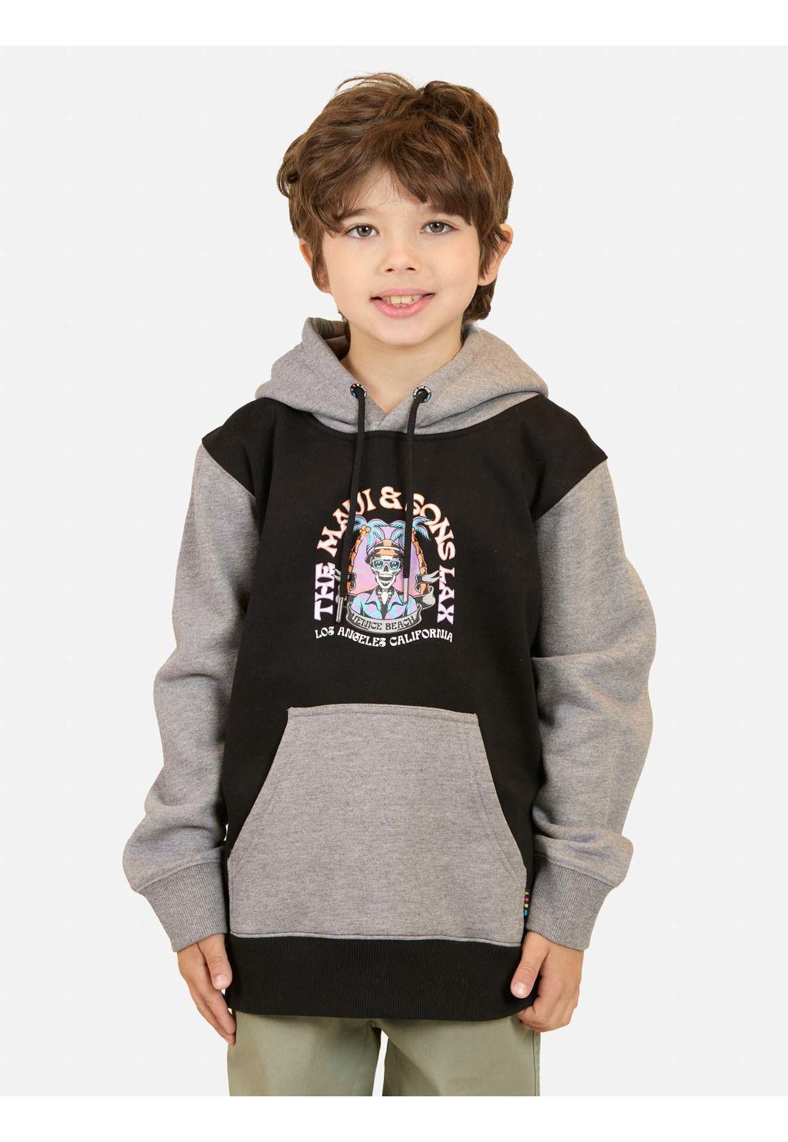 Poleron Canguro Pulse Negro Infantil Maui And Sons-3
