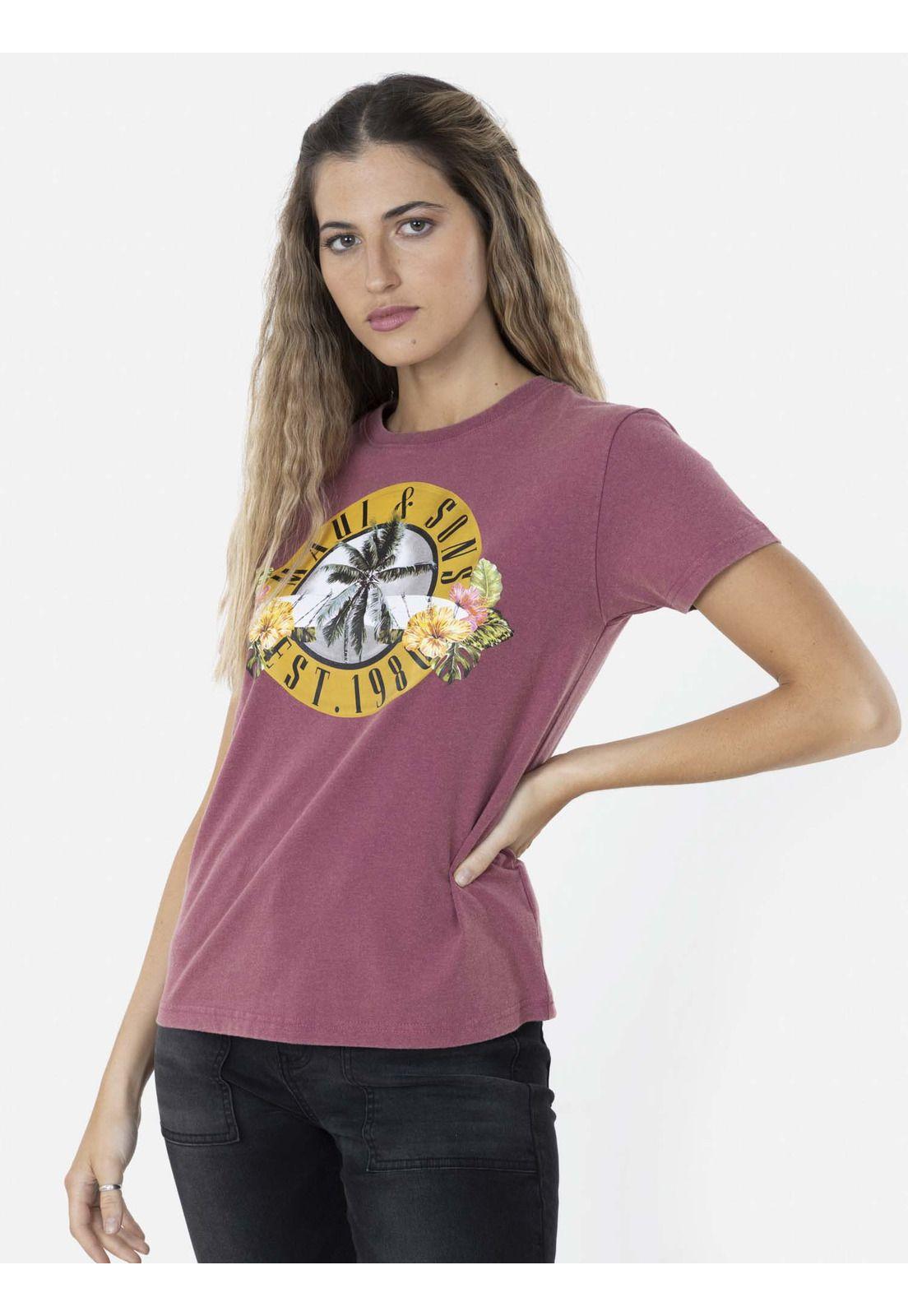 Polera SURFPALM Mujer Rosado Maui and Sons-0