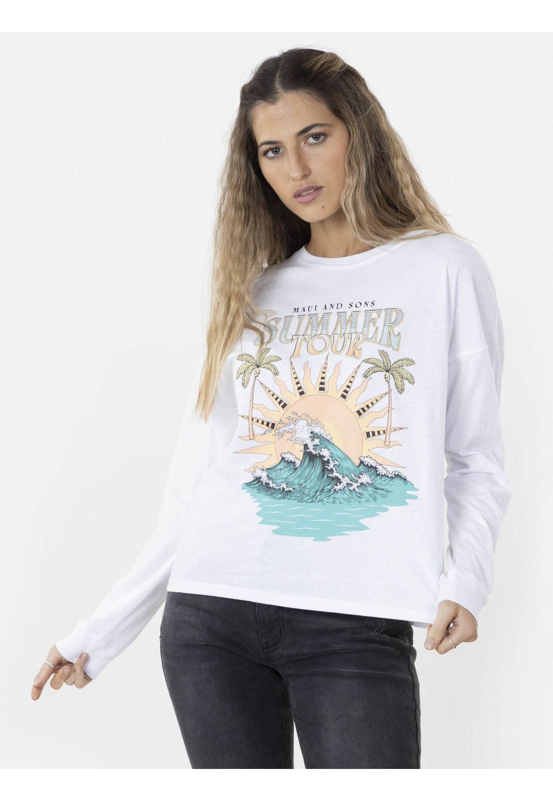 Polera SUMMER TOUR Mujer Blanco Maui and Sons-0