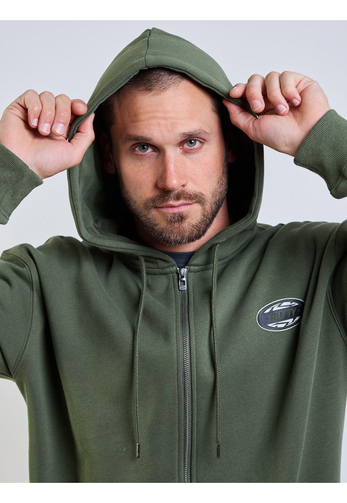 Poleron FZ R Mix Oval Zip Verde Hombre Rusty-4