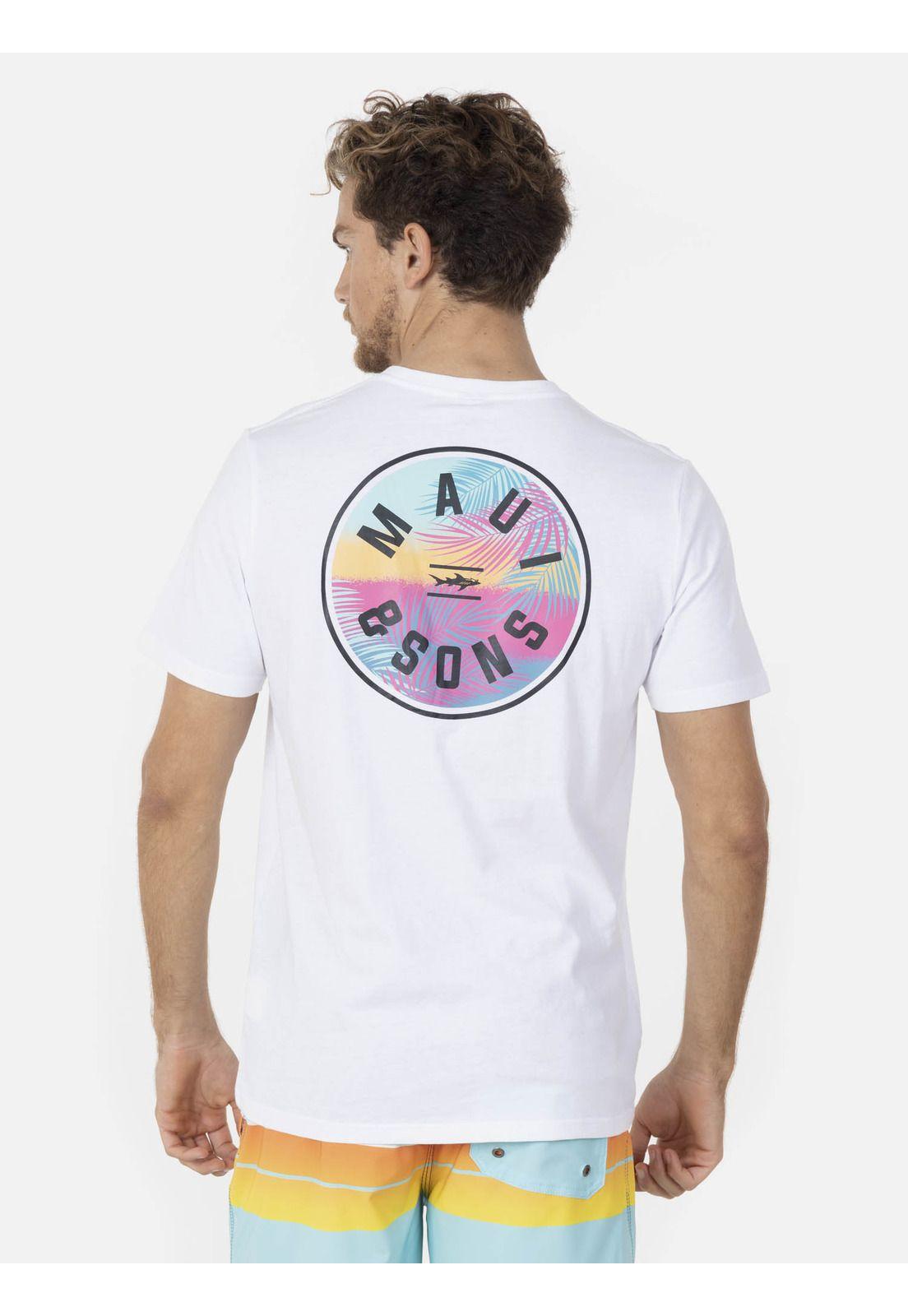 Polera SUNSET JUNGLE Hombre Blanco Maui and Sons-1