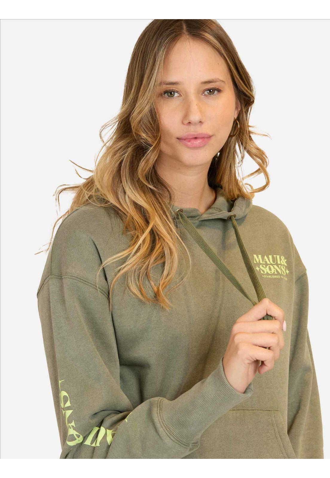 Poleron Canguro Rush Verde Mujer Maui And Sons-2