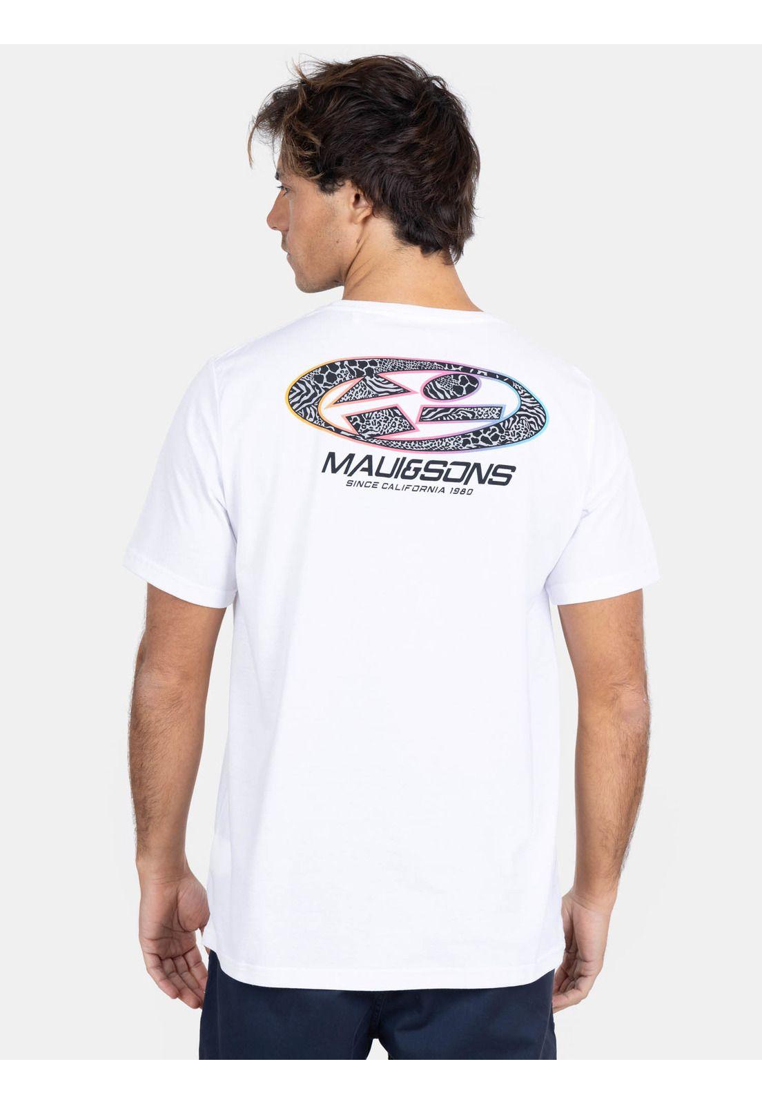 Polera MC Old School Beach Blanco Hombre Maui And Sons-1