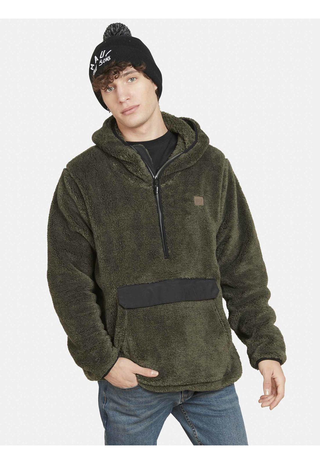 Poleron KANGUROO SHERPA Hombre Verde Maui and Sons-0