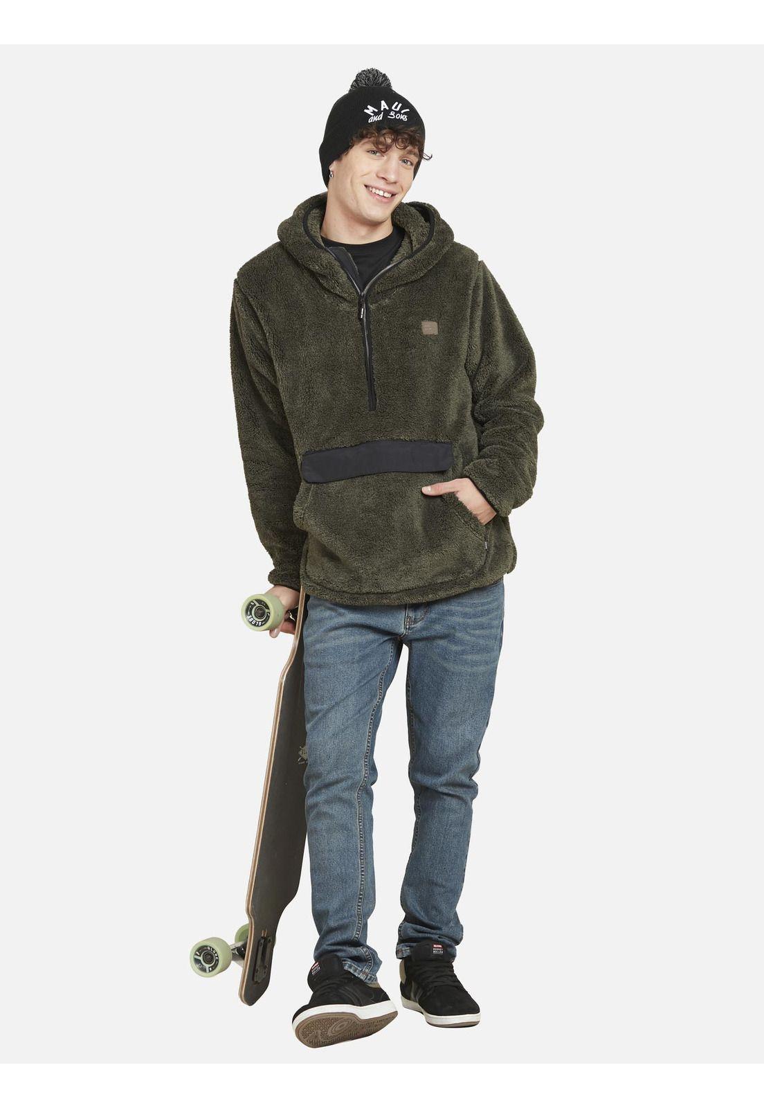 Poleron KANGUROO SHERPA Hombre Verde Maui and Sons-1