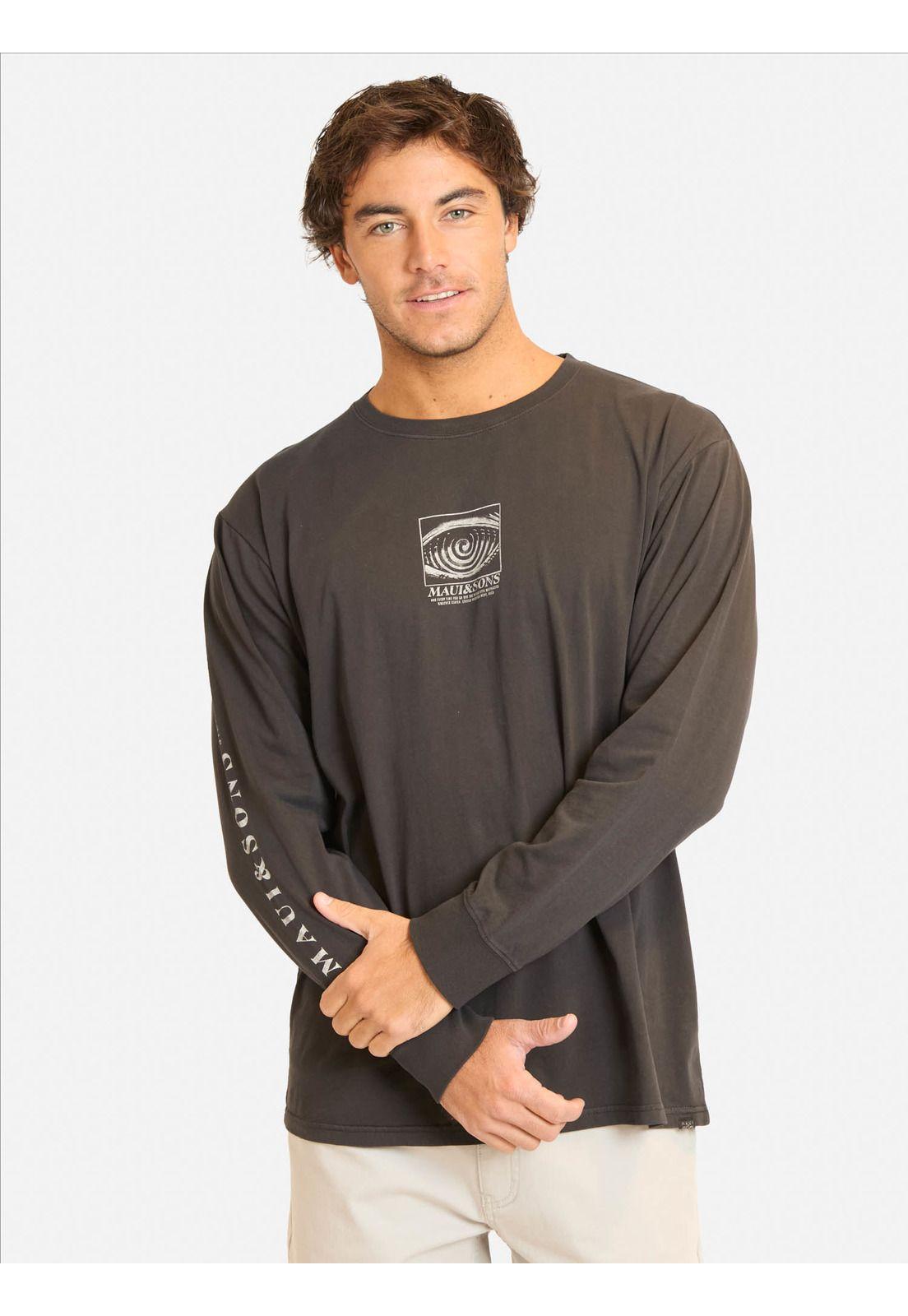 Polera ML Mesuf Negro Hombre Maui And Sons-0
