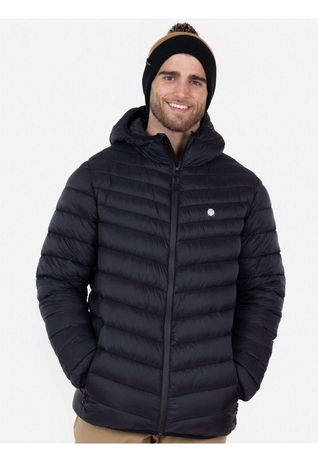 Parka Diagonal Hood Quilted Hombre Negro Maui and Sons-0