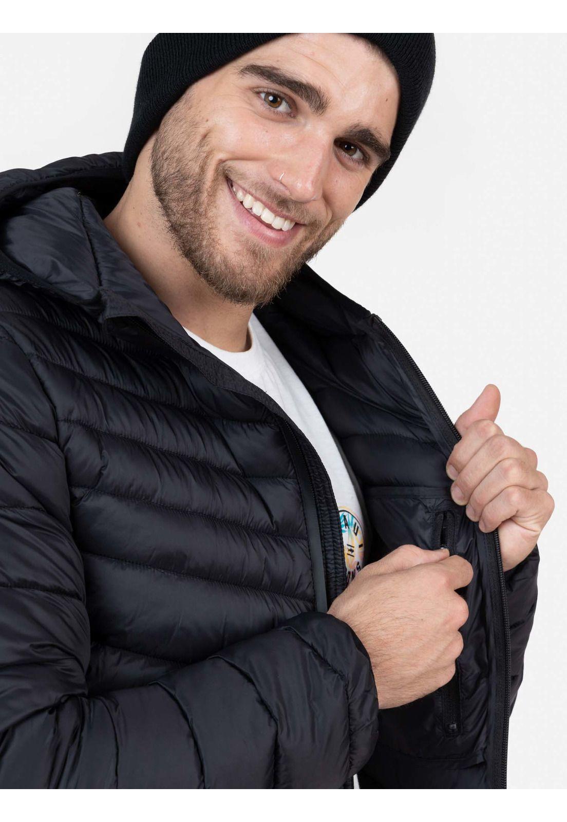 Parka Diagonal Hood Quilted Hombre Negro Maui and Sons-2