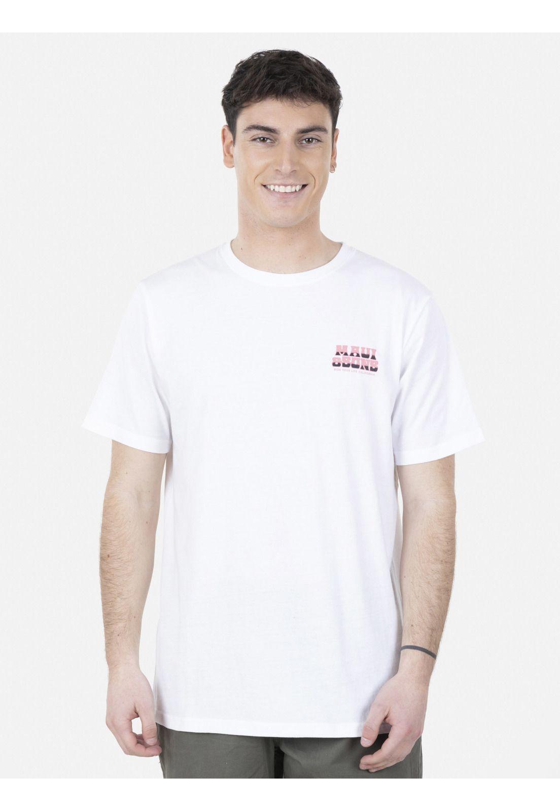 Polera FLAMINGO /SKULL SS TEE Hombre Blanco Maui and Sons-0