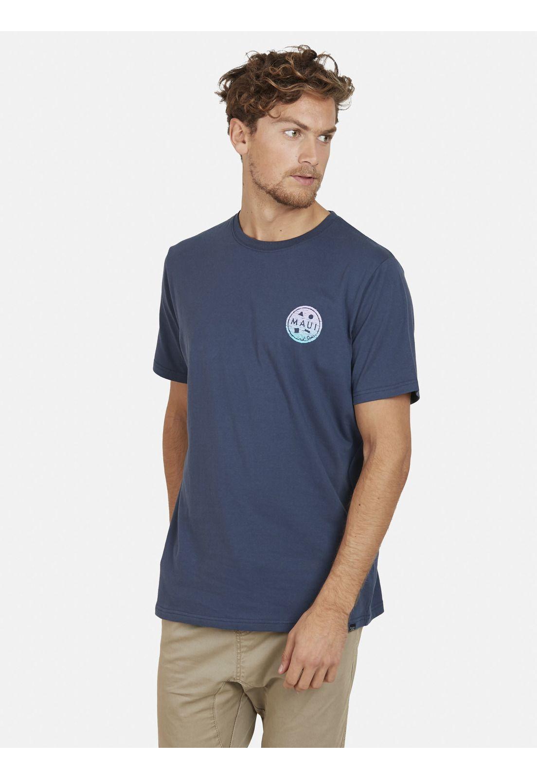 Polera DESTROYED COOKIE Hombre Azul Maui and Sons-0