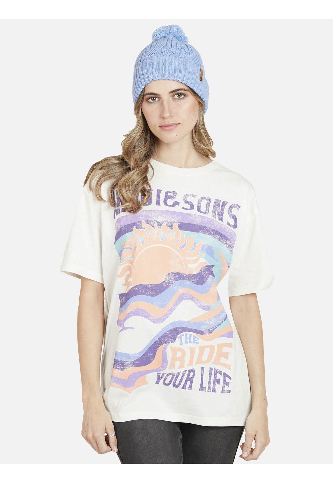 Polera THE RIDE Manga Corta Mujer Blanco Maui & Sons-0