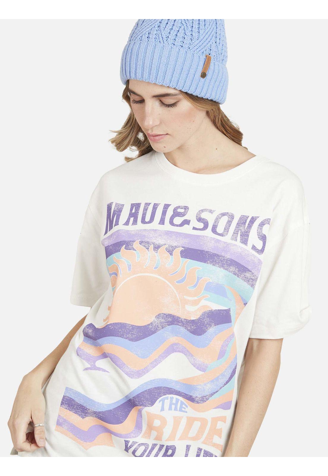 Polera THE RIDE Manga Corta Mujer Blanco Maui & Sons-2