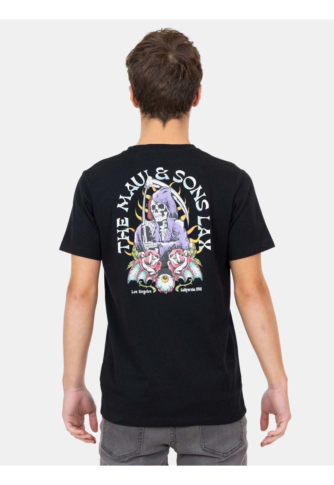 Polera MC Skull With Flowers Negro Infantil Maui And Sons-1