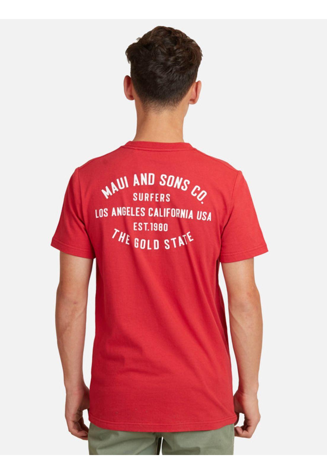 Polera The Gold State Tees Juvenil Hombre Rojo Maui And Sons-1