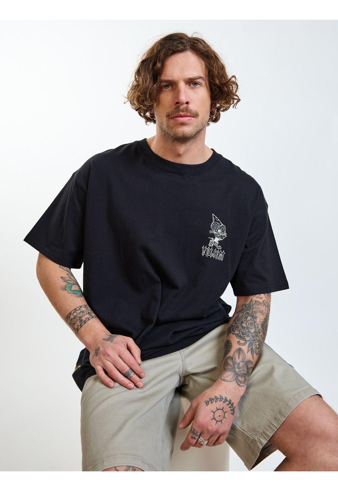 Polera Oversize Worldly Negro Hombre Volcom-8