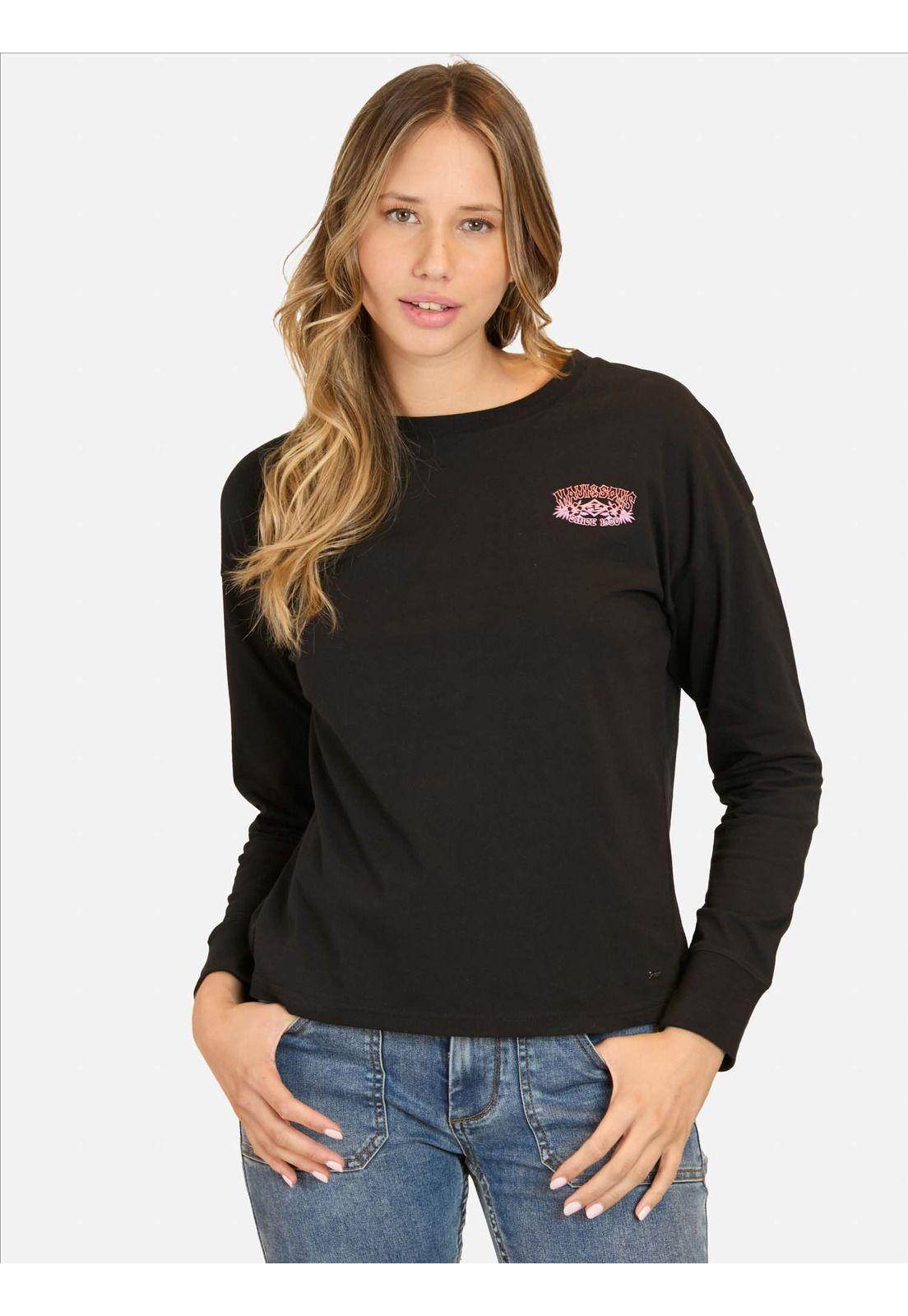 Polera ML Junkie Negro Mujer Maui And Sons-0