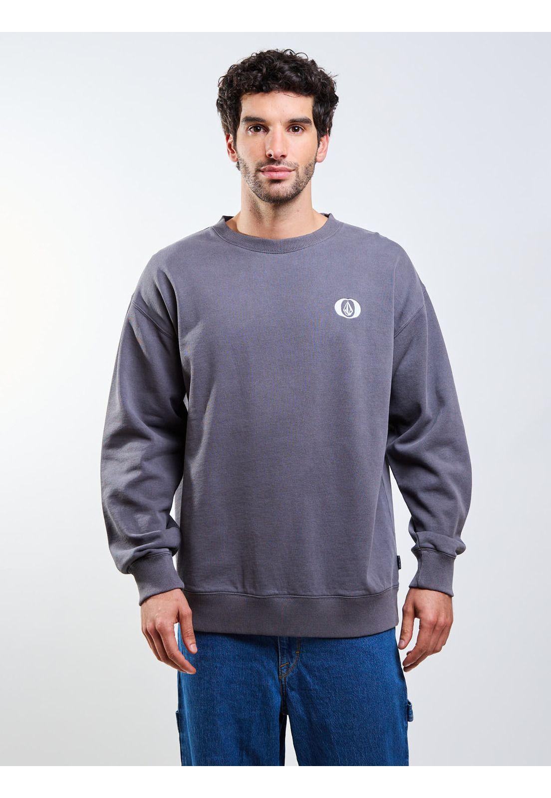 Poleron CR Oversize Logo Embroidery Gris Hombre Volcom-3