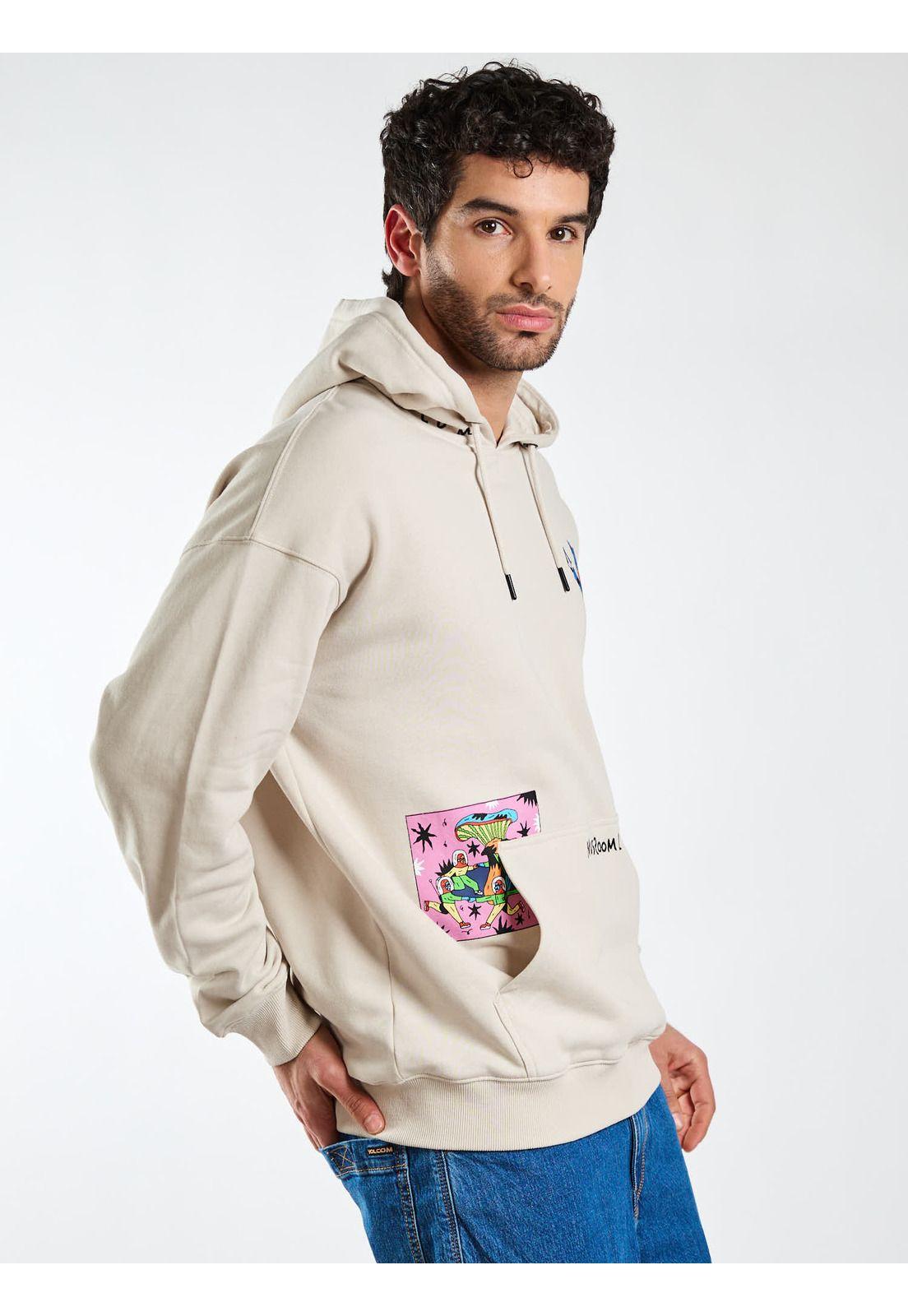Poleron Canguro Vandal Beige Hombre Volcom-2