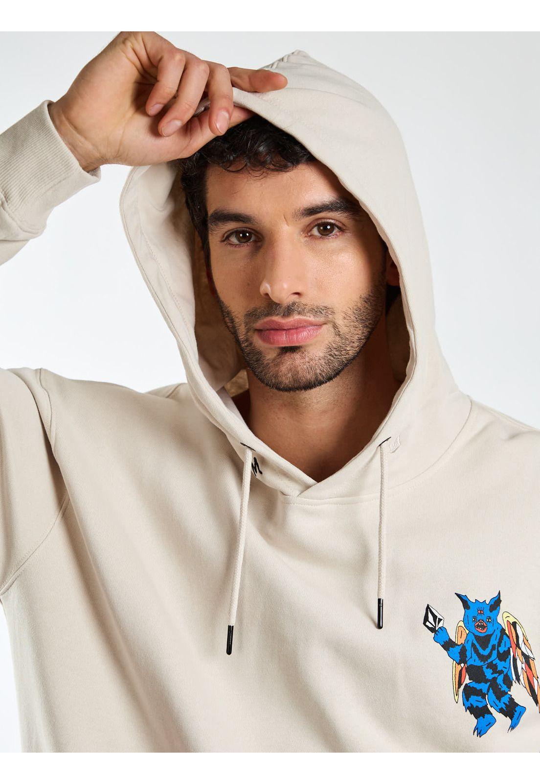 Poleron Canguro Vandal Beige Hombre Volcom-3