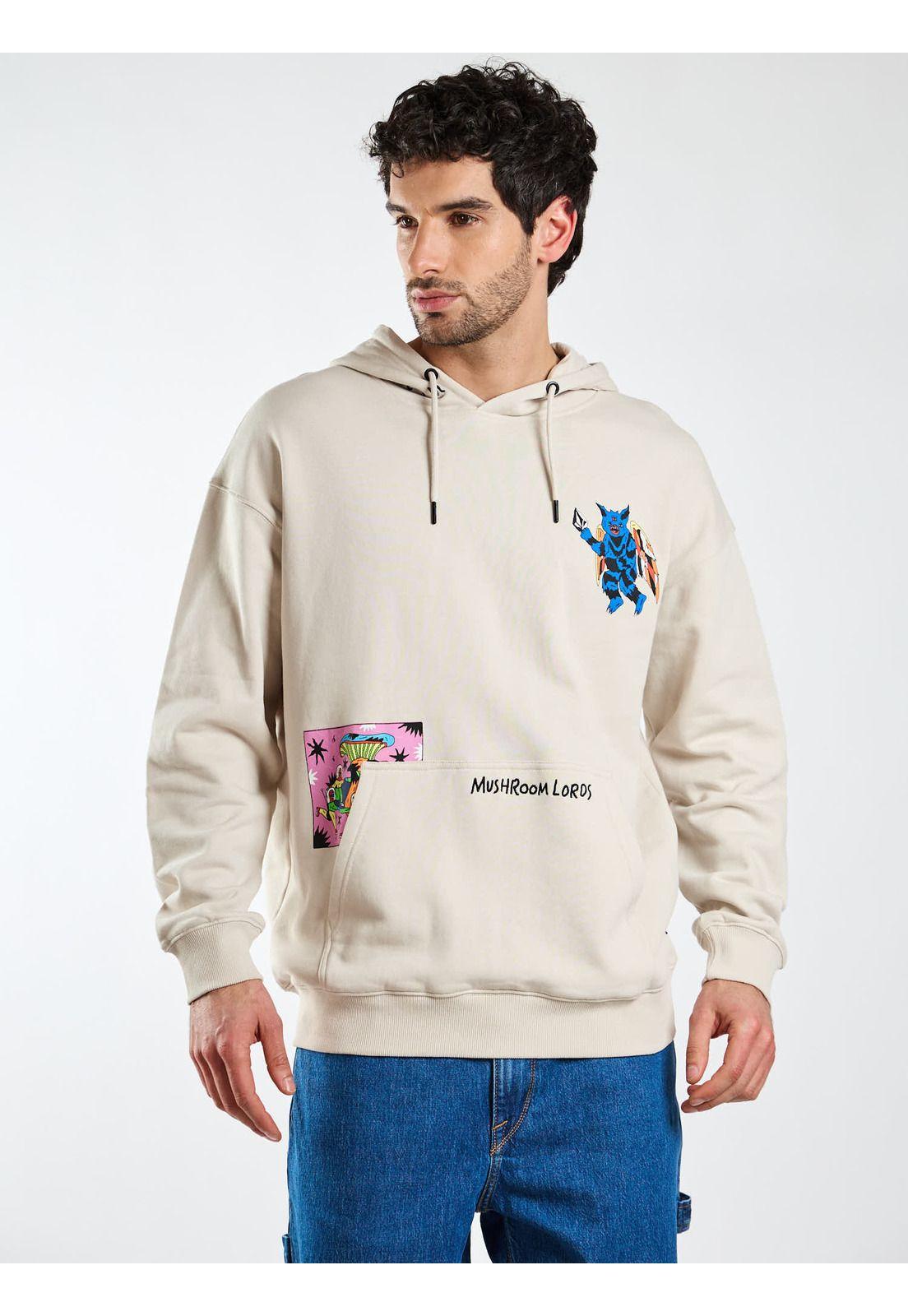 Poleron Canguro Vandal Beige Hombre Volcom-7