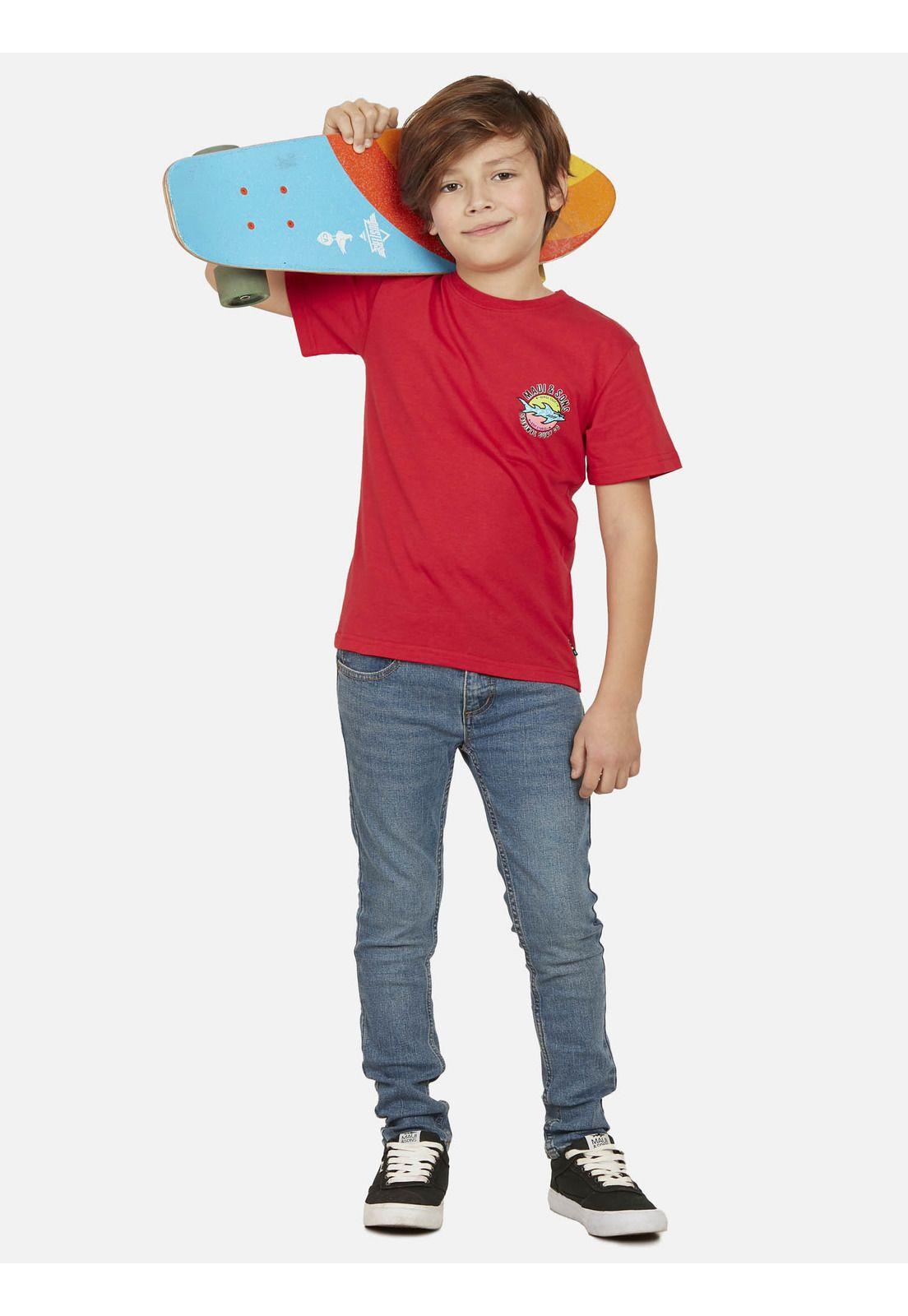 Polera SUNSET SHARK Niño Rojo Maui and Sons-2