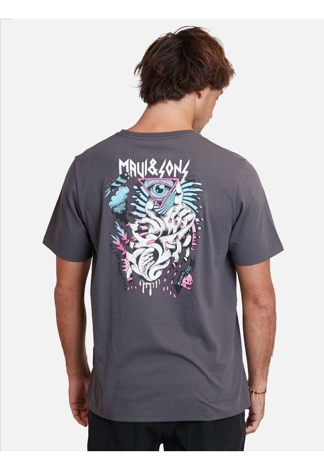 Polera heart attack ss tees Gris Oscuro Hombre Maui And Sons-1