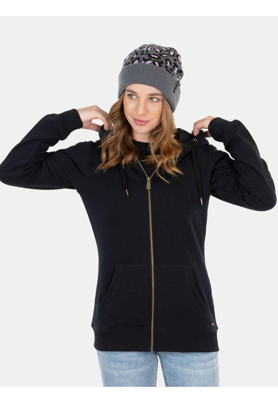 Poleron Green Stains Sherpa Negro Mujer Maui And Sons-0