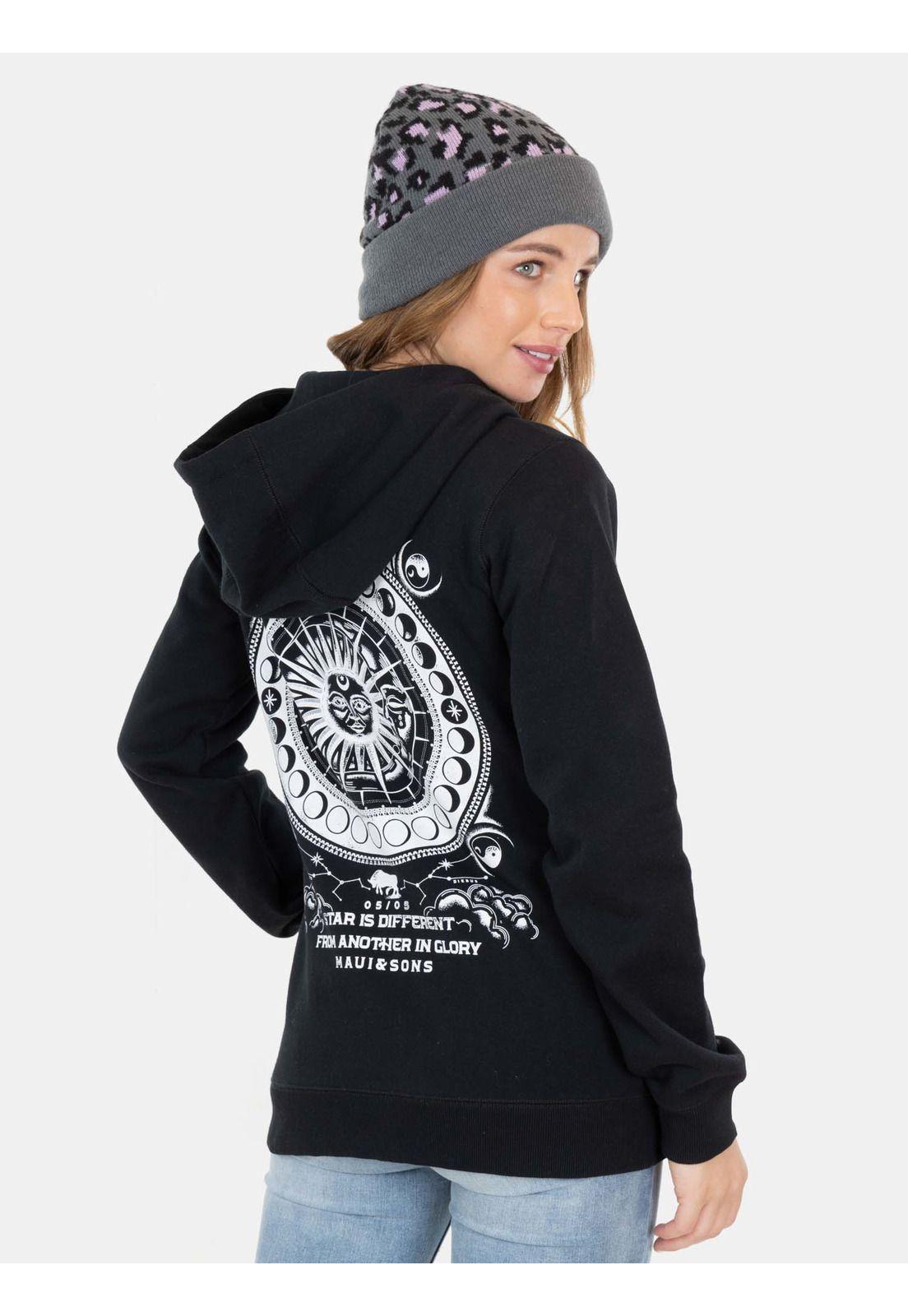 Poleron Green Stains Sherpa Negro Mujer Maui And Sons-1