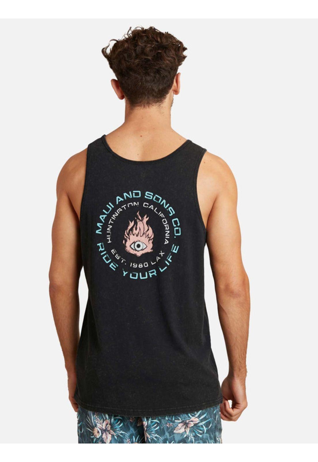 Polera Sm Maui & Sons Surf Process Tanks Negro Hombre Maui and sons-1