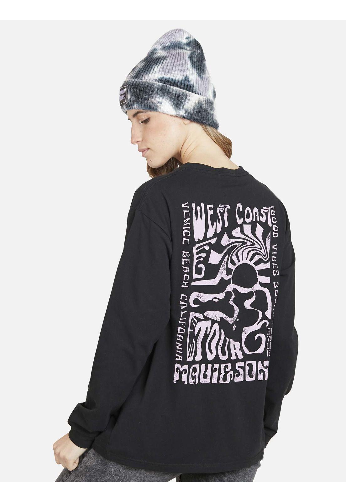 Polera WEST COAST Manga Larga Mujer Negro Maui & Sons-1